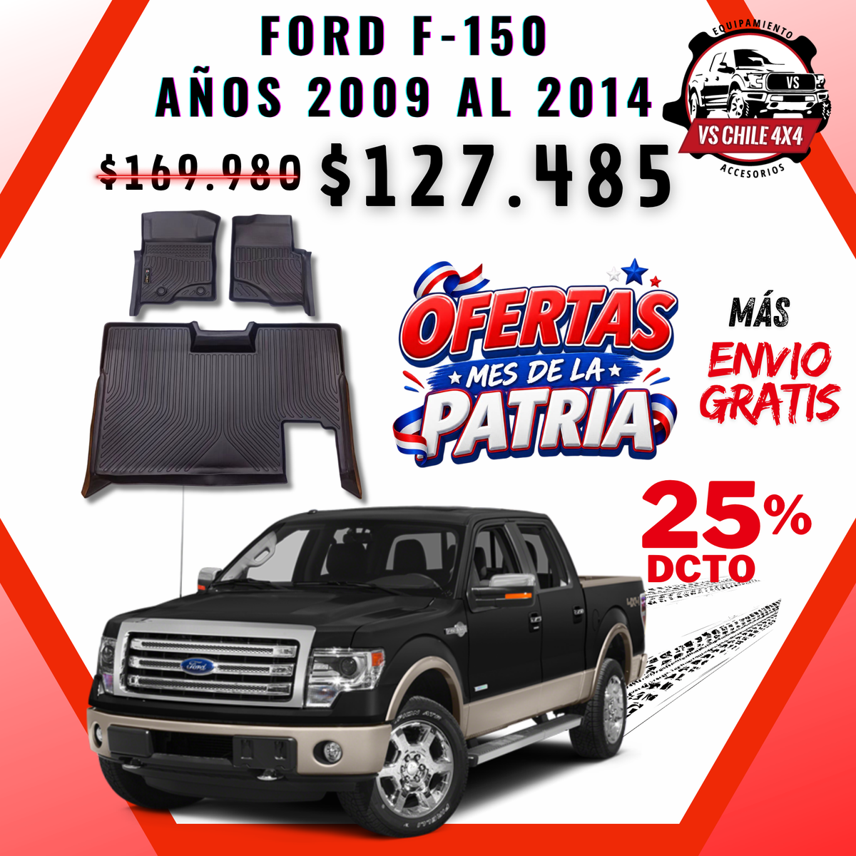 Pisos Calce Perfecto Ford F150 Doble Cabina (2009 - 2014)