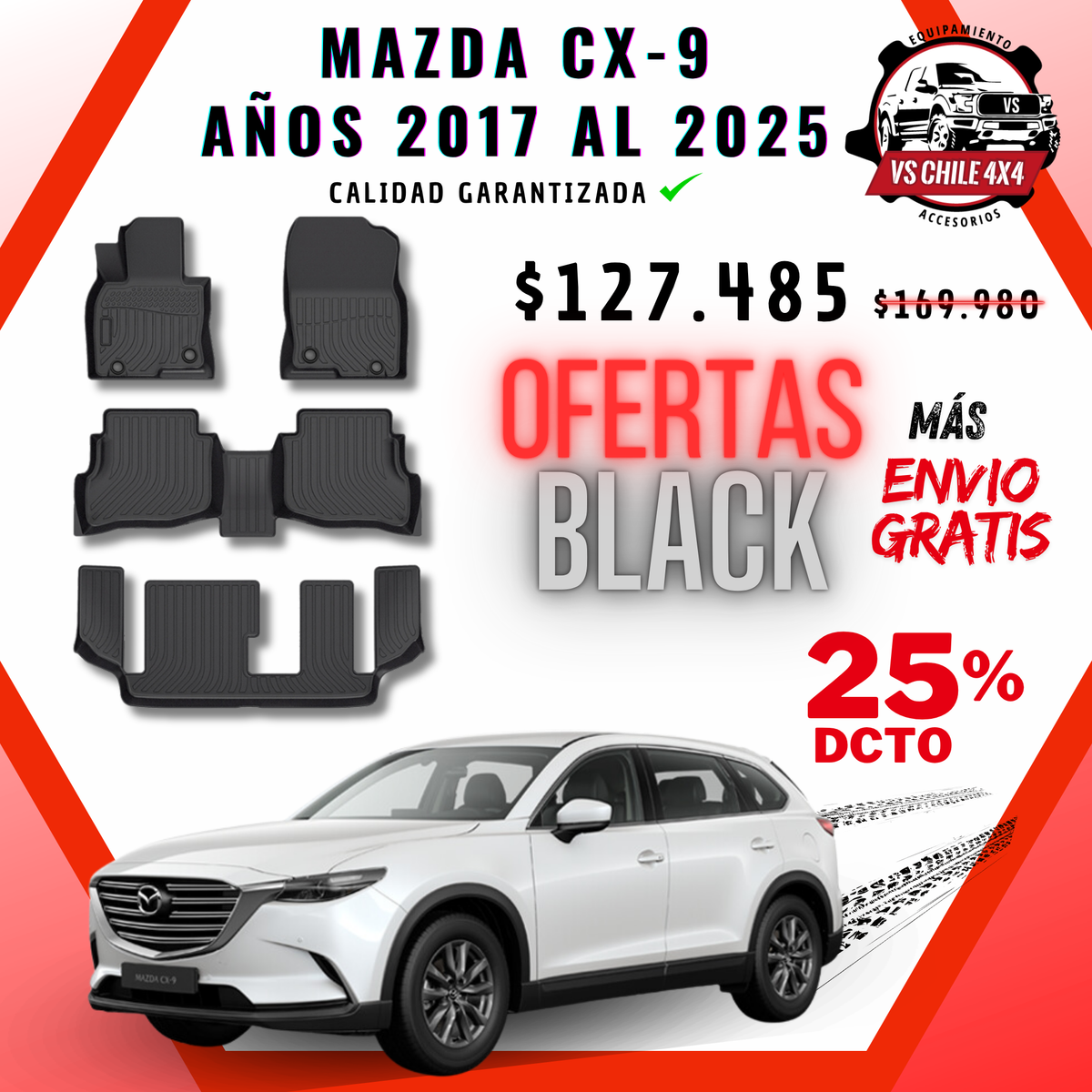 Pisos Calce Perfecto Mazda CX9 CX-9 2017 al 2025