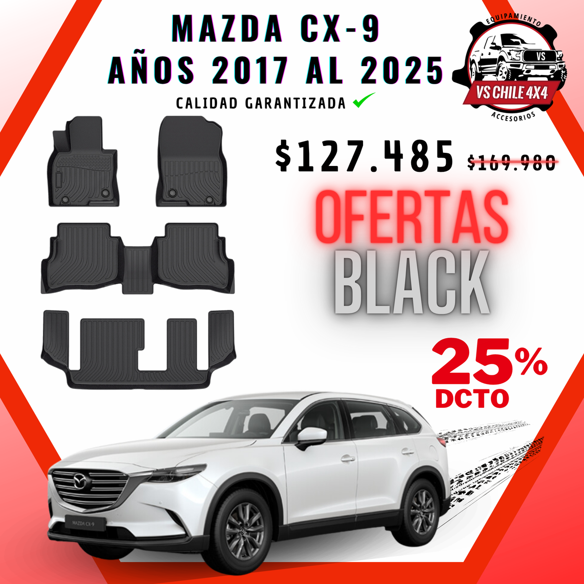 Pisos Calce Perfecto Mazda CX9 CX-9 2017 al 2025