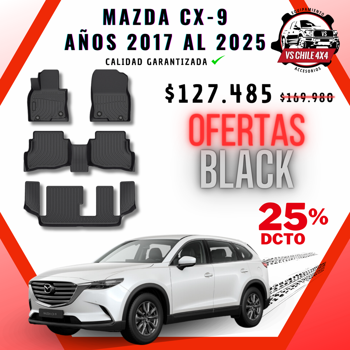 Pisos Calce Perfecto Mazda CX9 CX-9 2017 al 2025