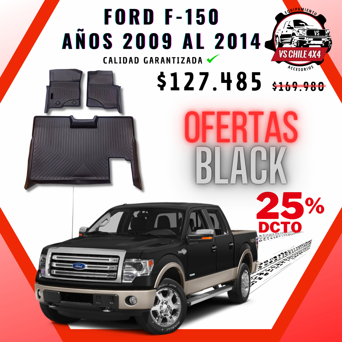 Pisos Calce Perfecto Ford F150 Doble Cabina (2009 - 2014)