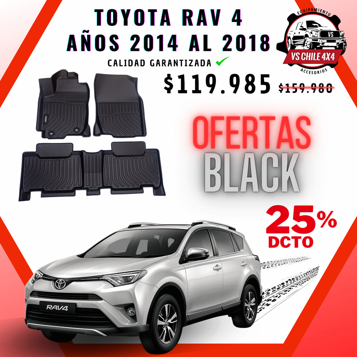 Pisos Calce Perfecto Toyota RAV4 RAV 4 años 2014 al 2018