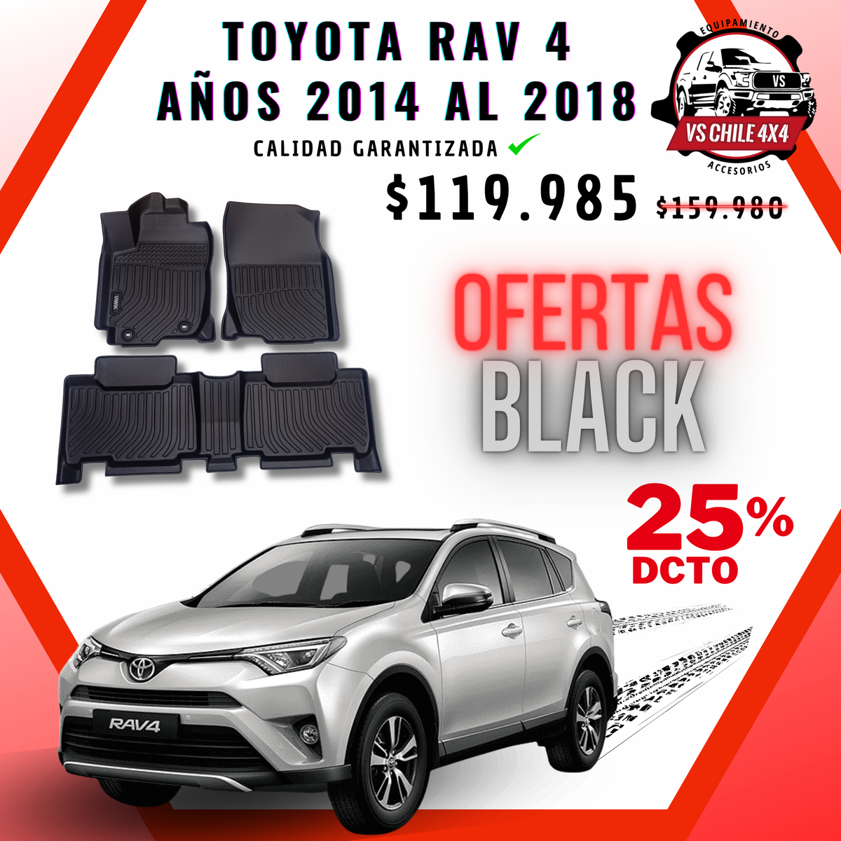 Pisos Calce Perfecto Toyota RAV4 RAV 4 años 2014 al 2018