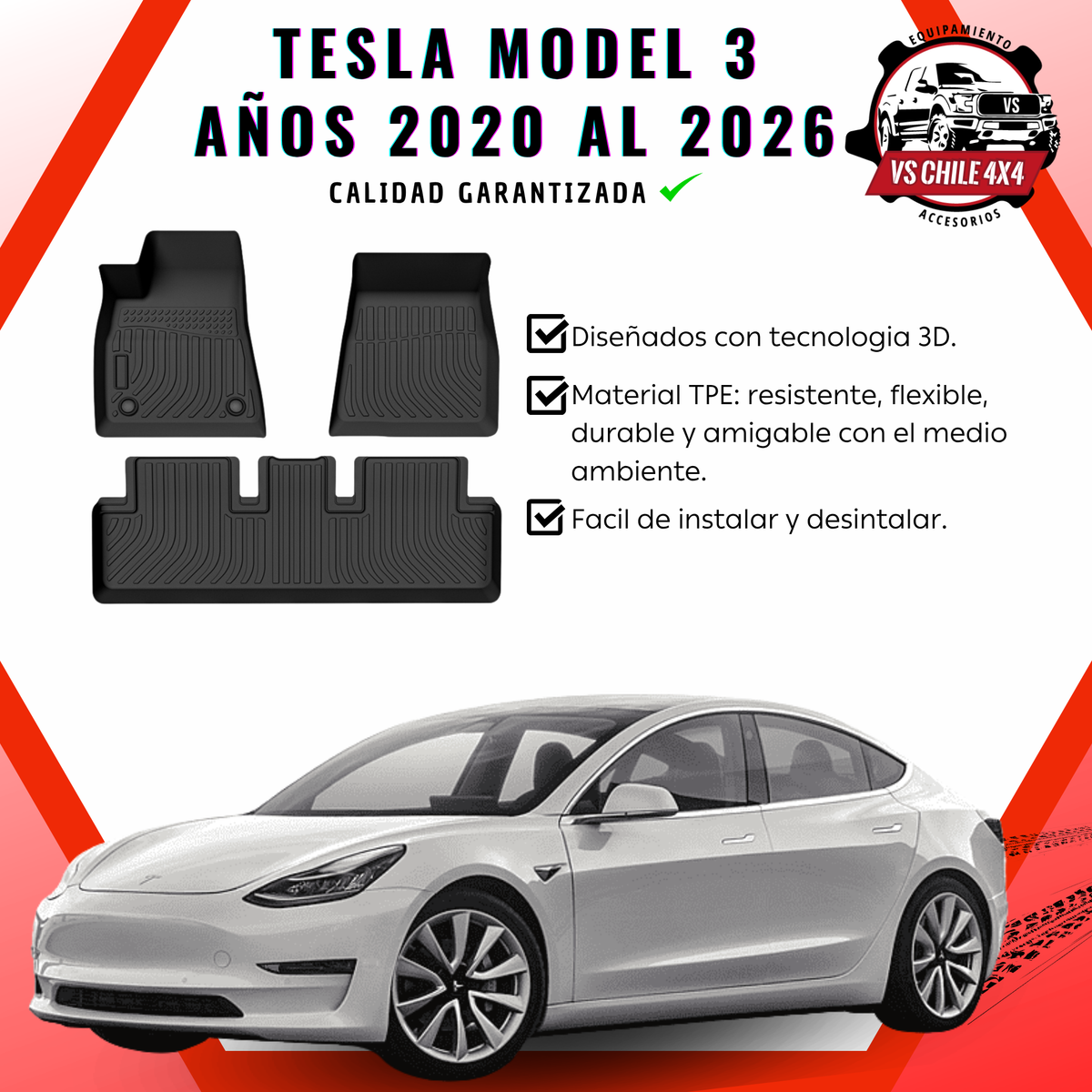 Pisos Calce Perfecto Tesla Model 3 (2020 - 2026)
