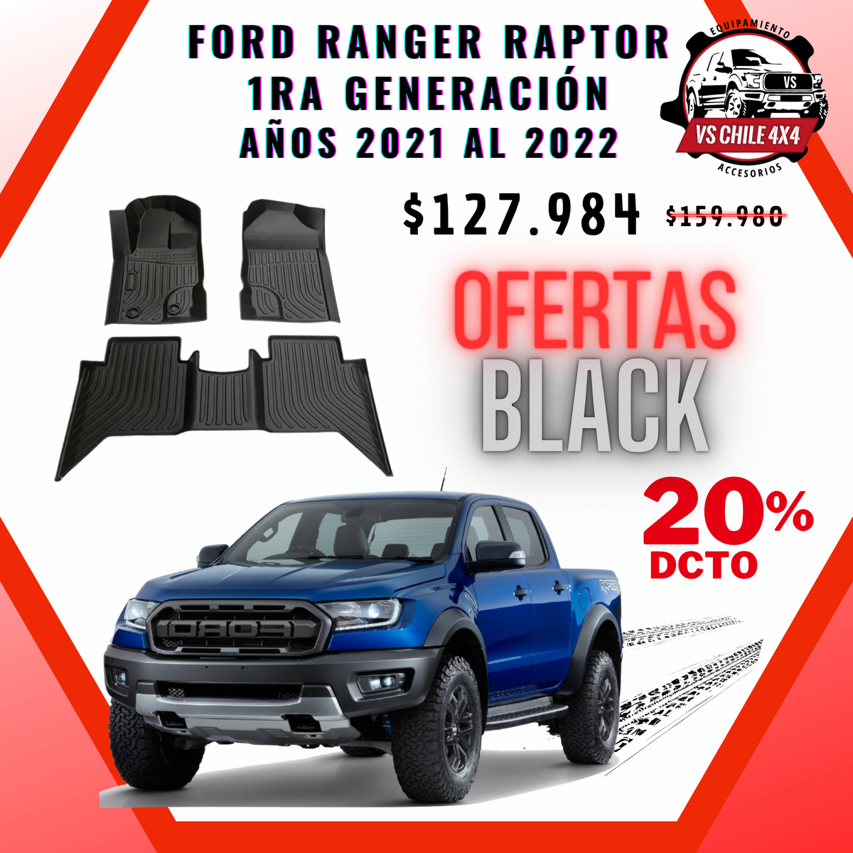 Pisos Calce Perfecto Ford Ranger Raptor 1ra Generacion