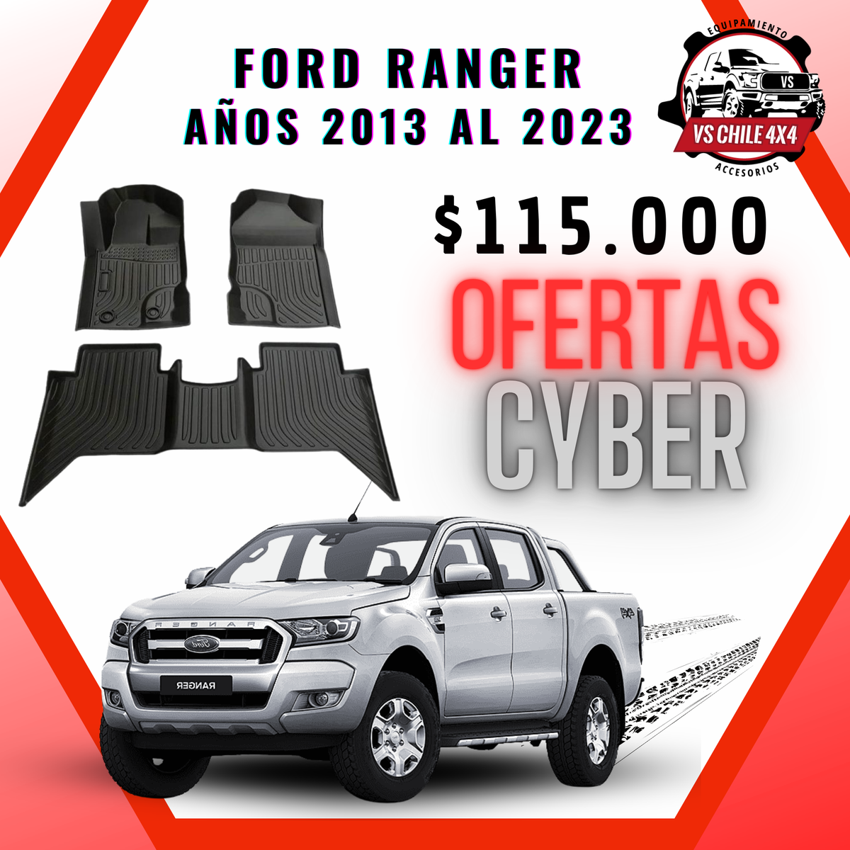Pisos Calce Perfecto Ford Ranger años 2013 al 2023