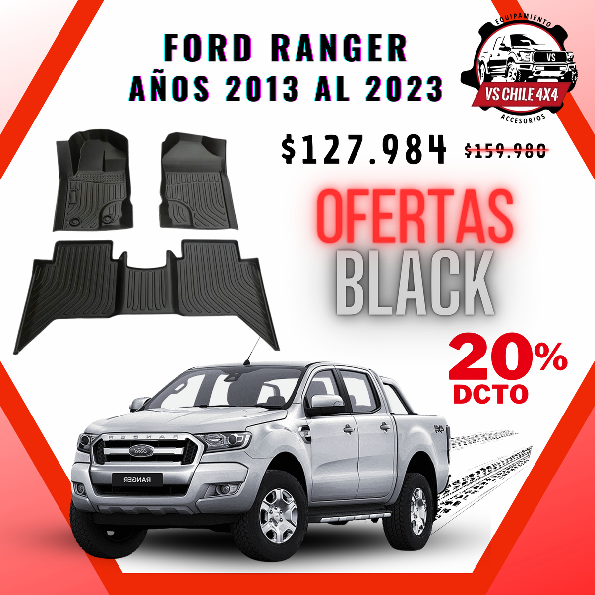 Pisos Calce Perfecto Ford Ranger años 2013 al 2023