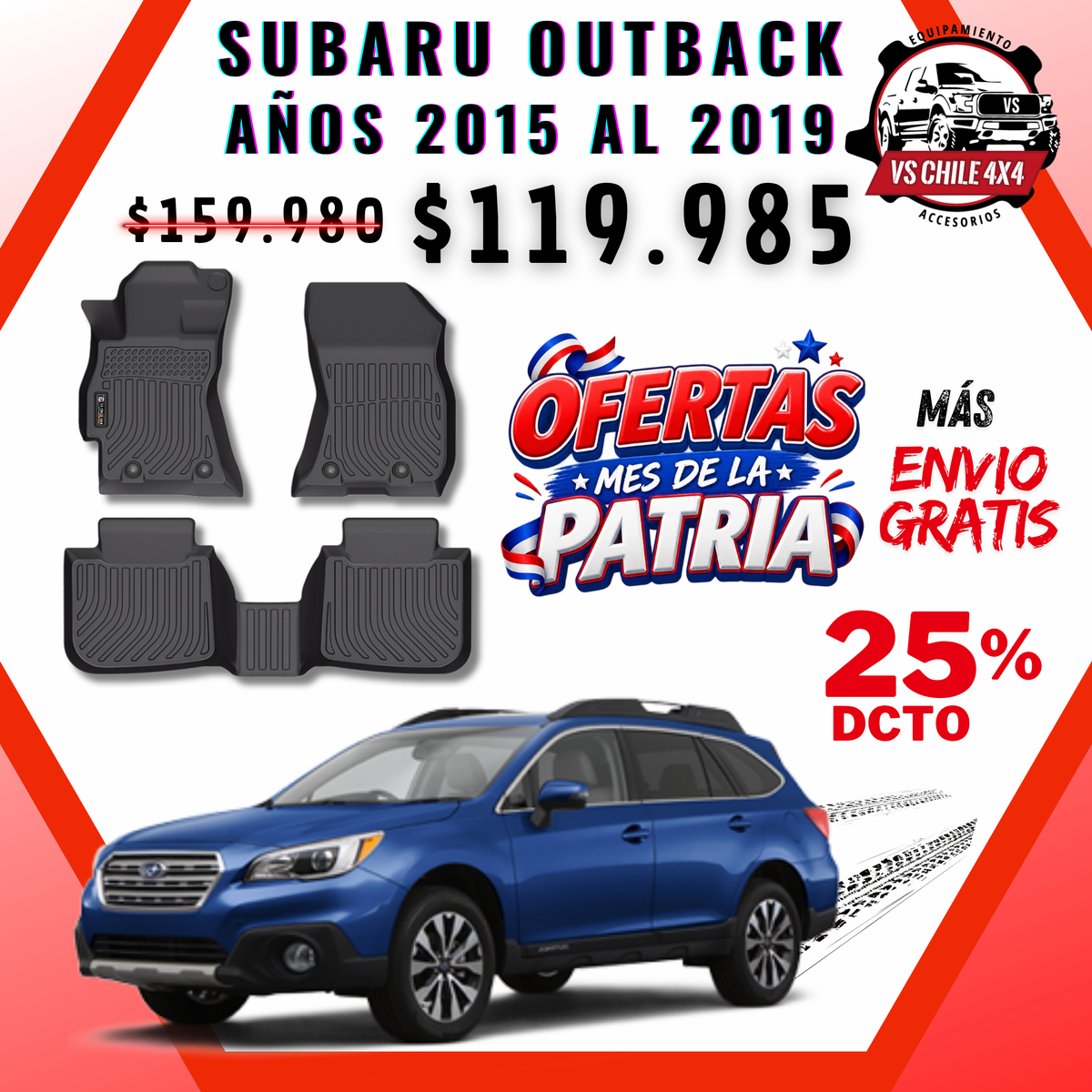 Pisos Calce Perfecto Subaru Outback 2015 al 2019