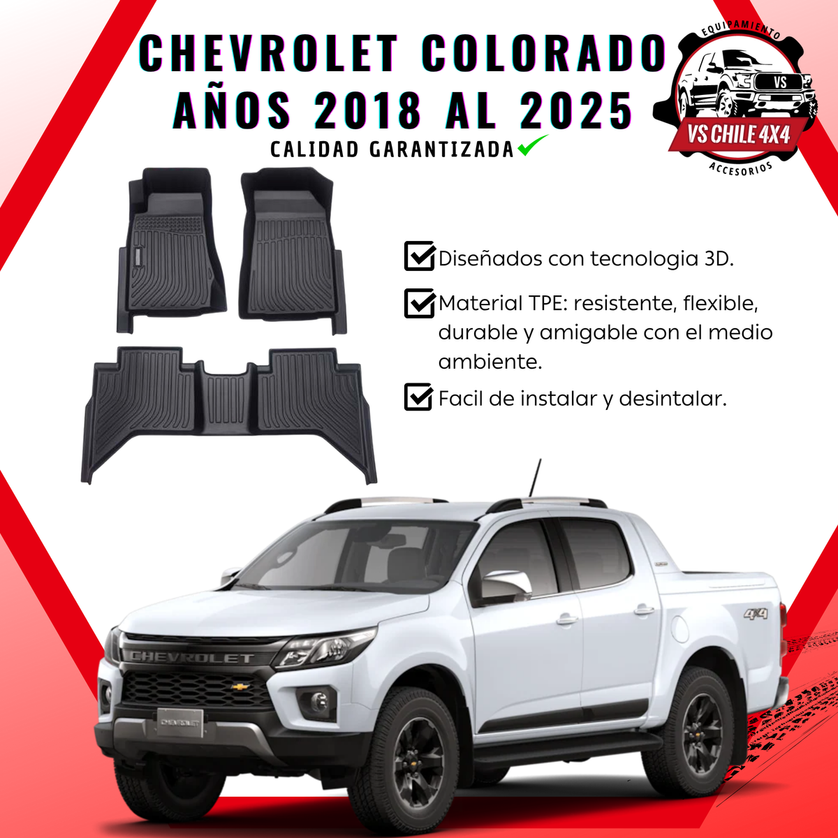 Pisos Calce Perfecto Chevrolet Colorado 2018 al 2024