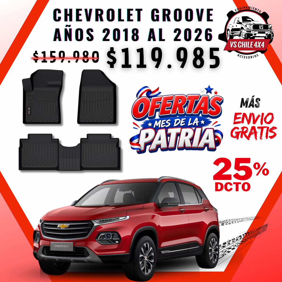 Pisos Calce Perfecto Chevrolet Groove años 2017 al 2026