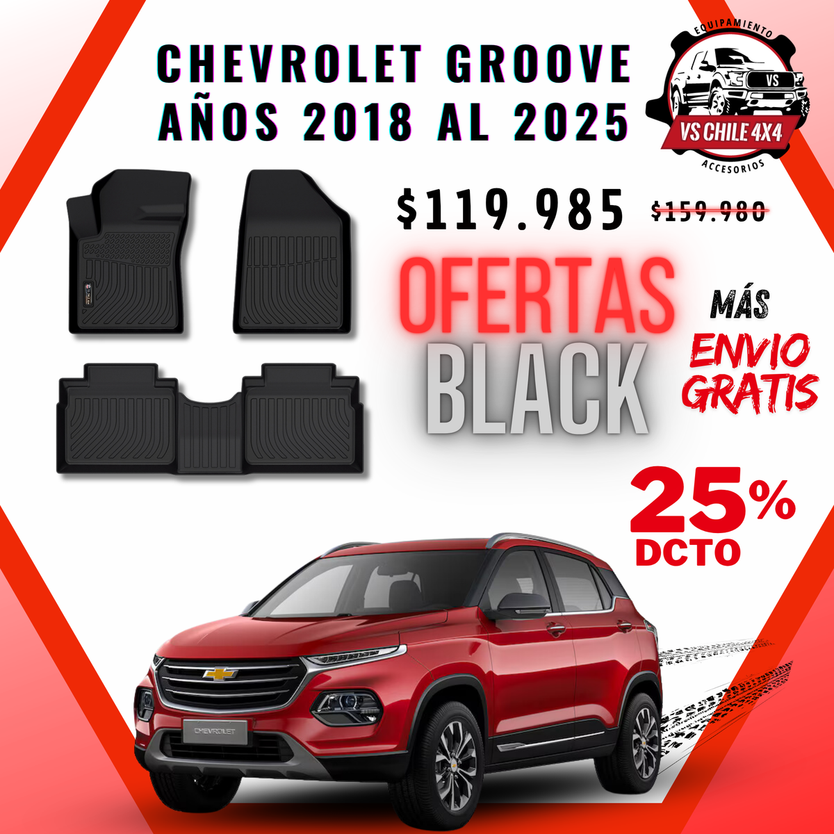 Pisos Calce Perfecto Chevrolet Groove años 2017 al 2025