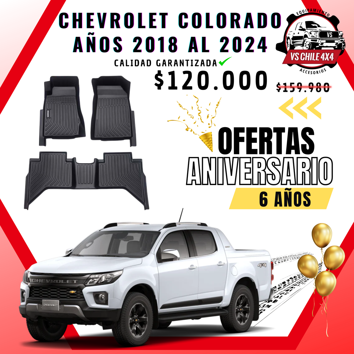 Pisos Calce Perfecto Chevrolet Colorado 2018 al 2024