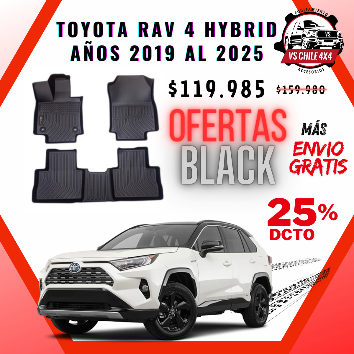 Pisos Calce Perfecto TOYOTA RAV 4 HYBRID años 2019 al 2025