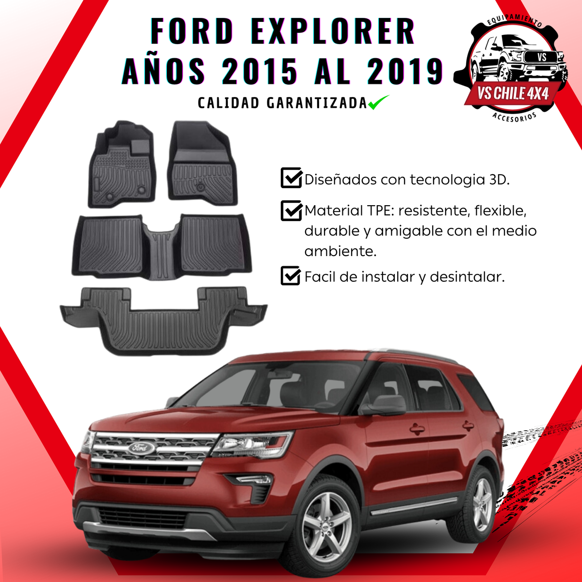 Pisos Calce Perfecto FORD EXPLORER años 2015 al 2019