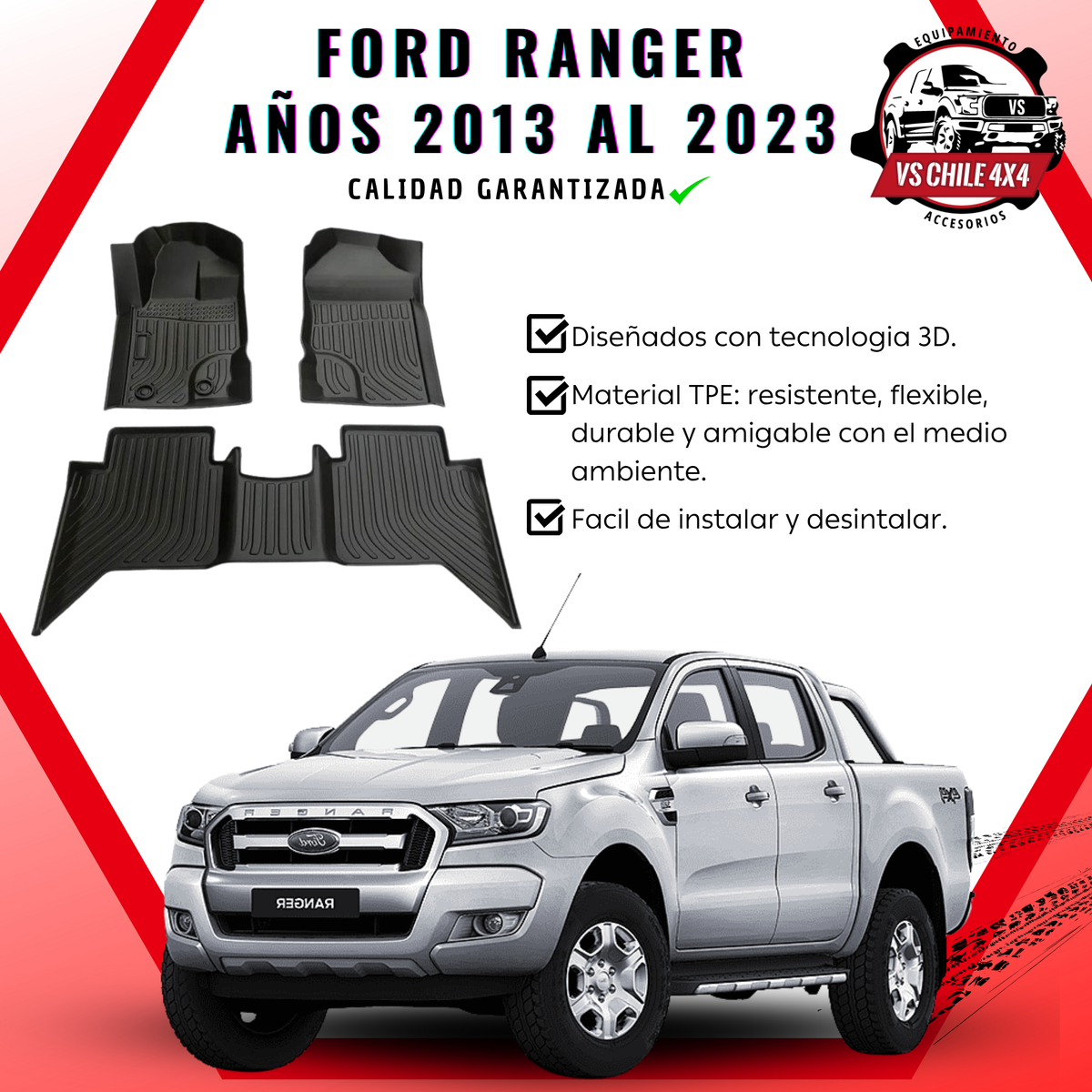 Pisos Calce Perfecto Ford Ranger años 2013 al 2023