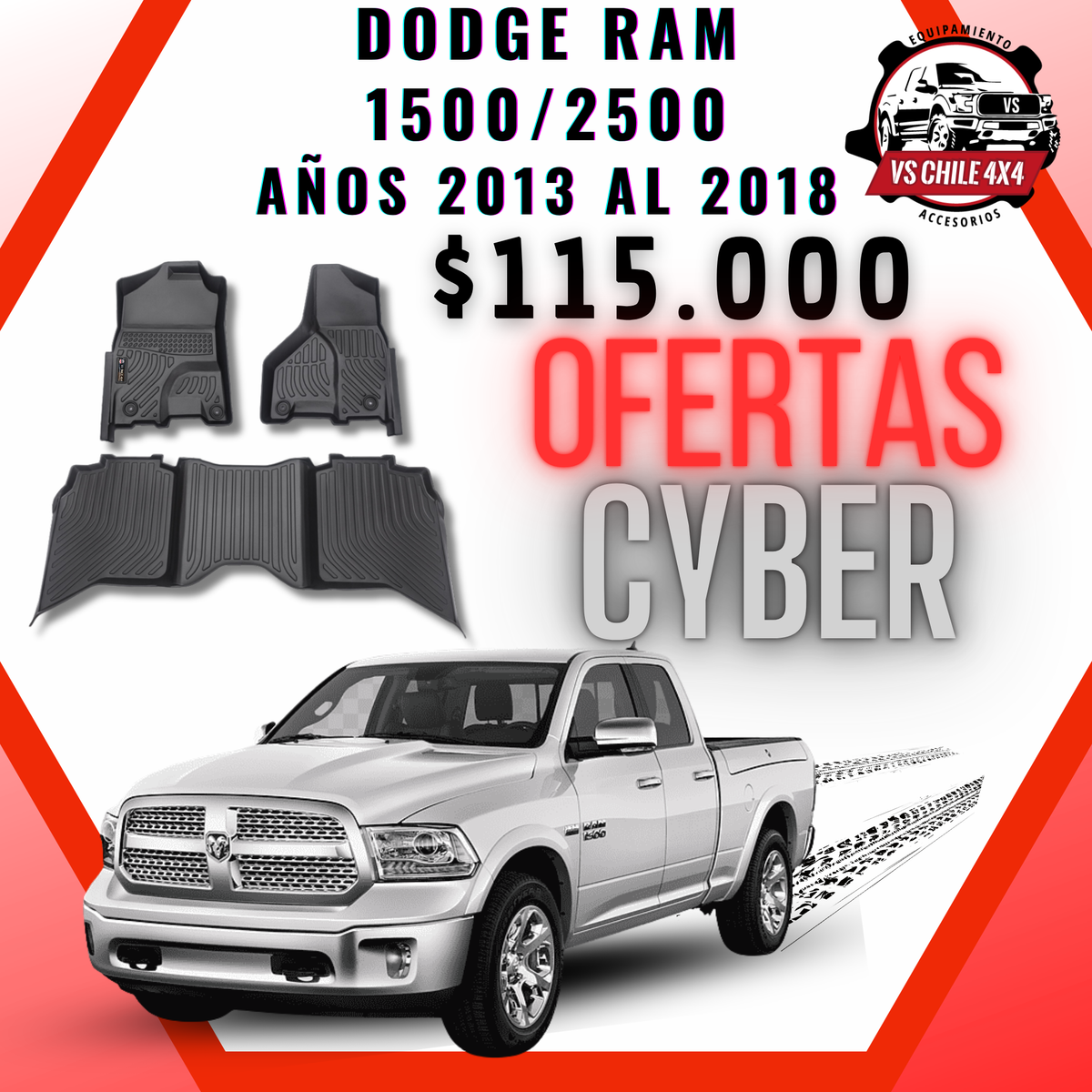 Pisos Calce Perfecto DODGE RAM 1500 (CREW CAB) años 2013 al 2018