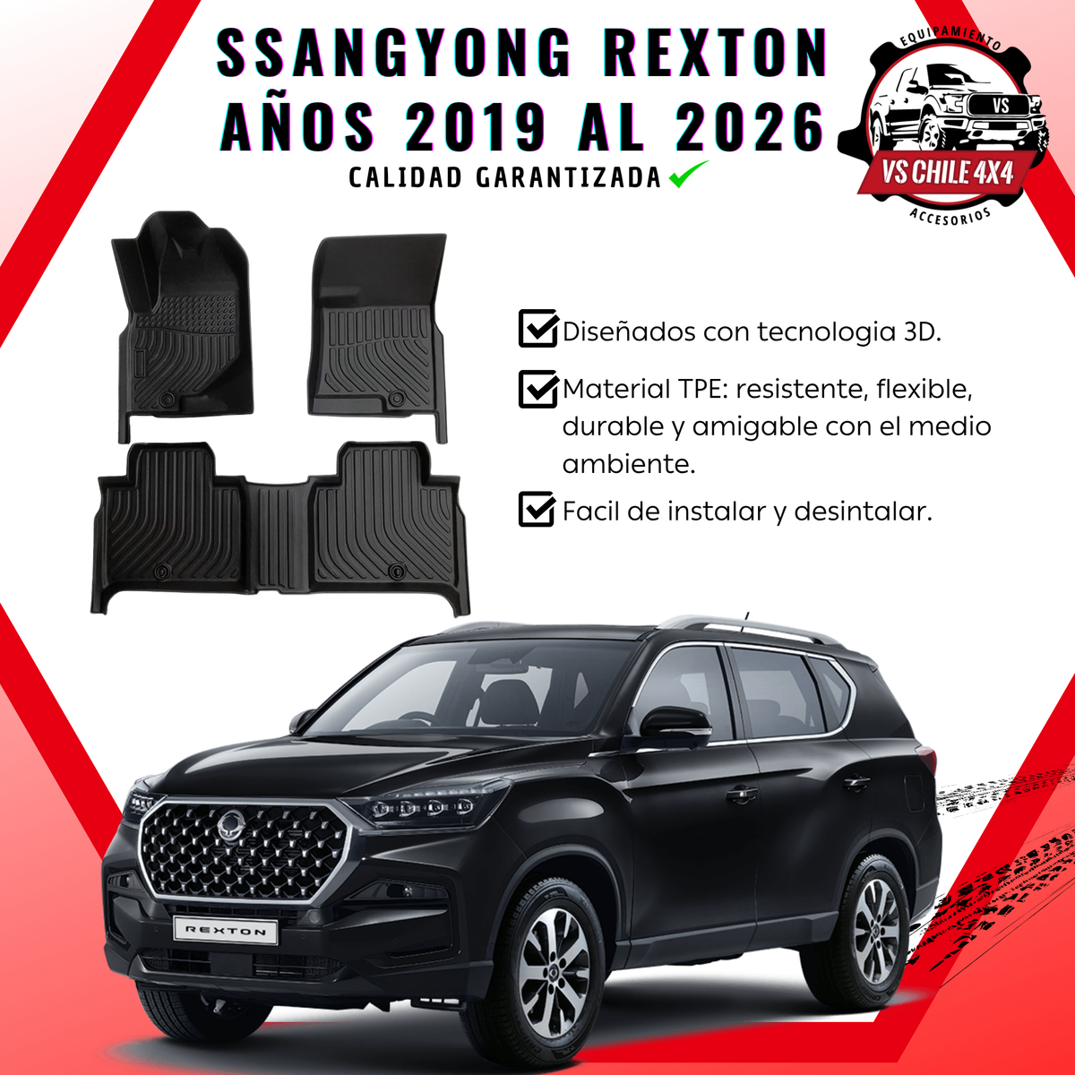 Pisos Calce Perfecto SsangYong Rexton años 2019 al 2026