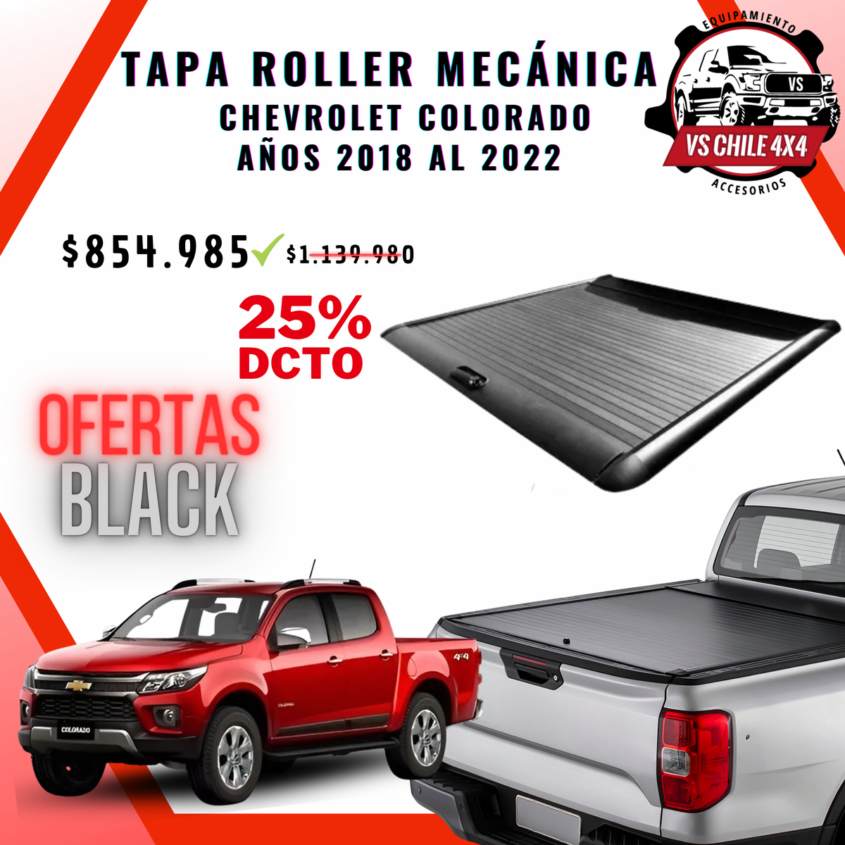 Tapa Roller Mecánica Chevrolet Colorado 2018 - 2022