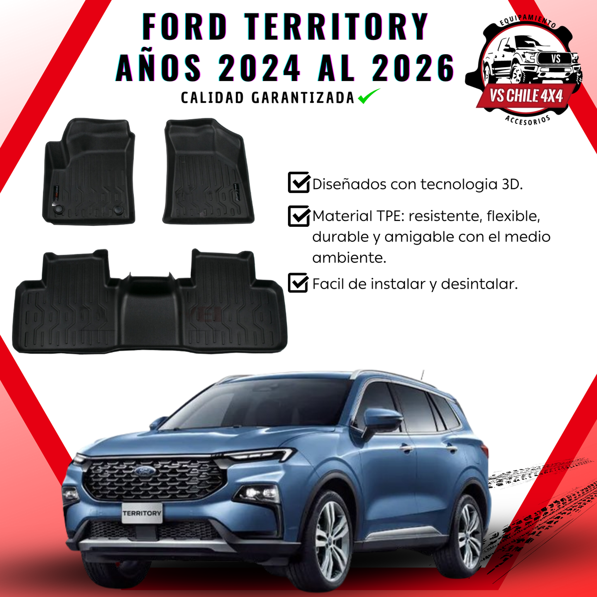 Pisos Calce Perfecto Ford Territory AÑOS 2024 AL 2026