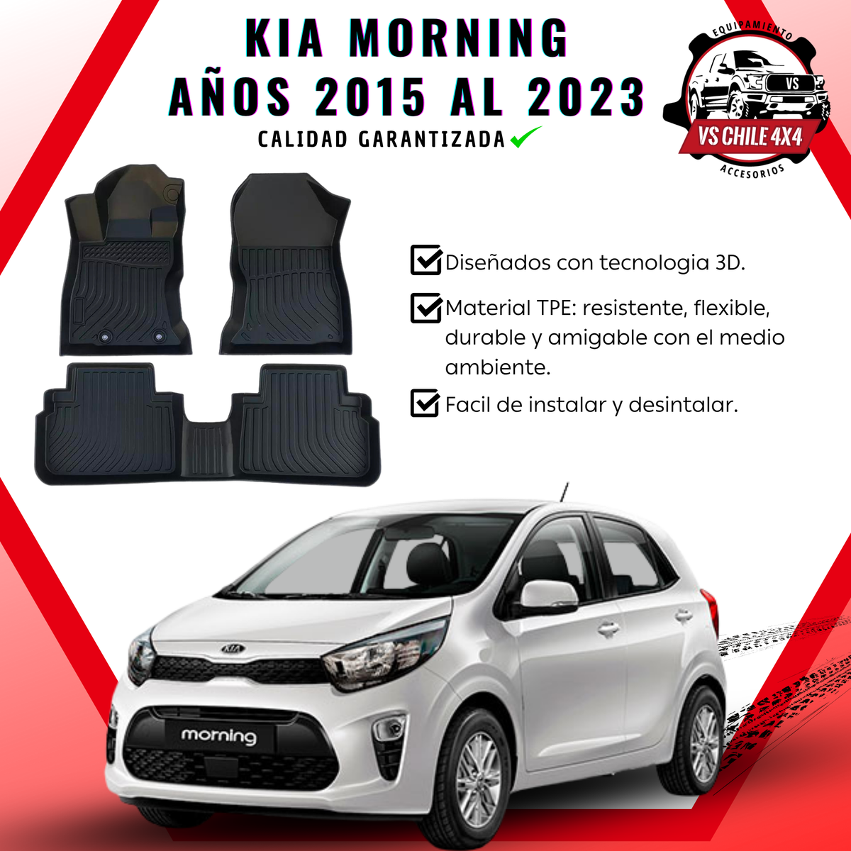 Pisos Calce Perfecto KIA Morning años 2015 al 2023