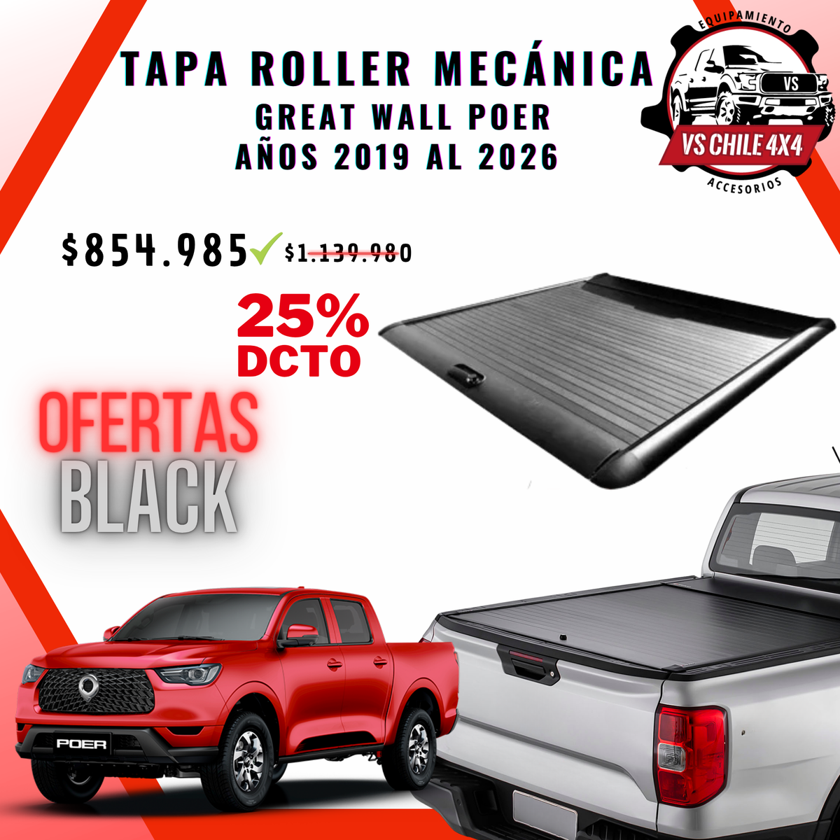 Tapa Roller Mecánica Great Wall Poer 2019 - 2026