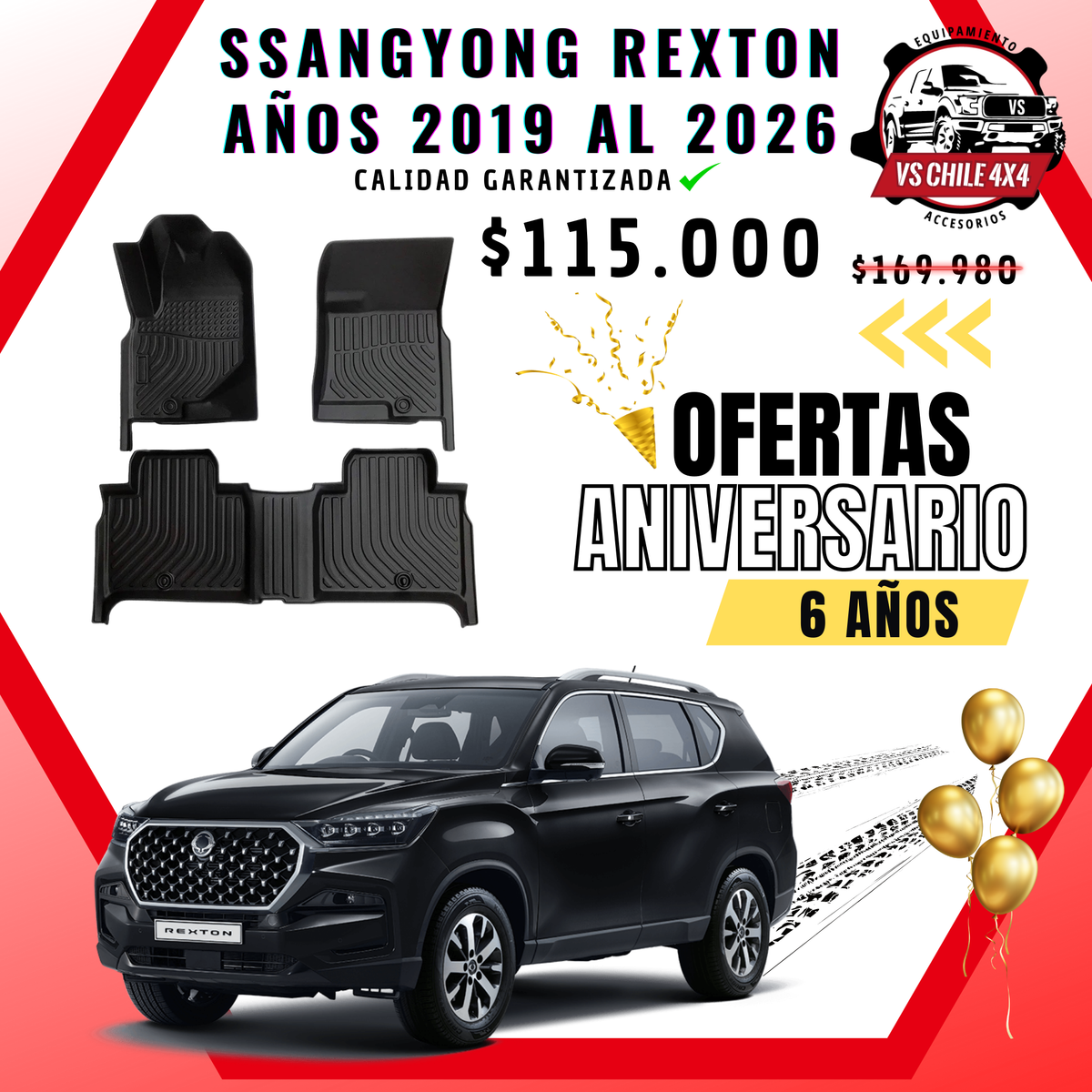 Pisos Calce Perfecto SsangYong Rexton años 2019 al 2026