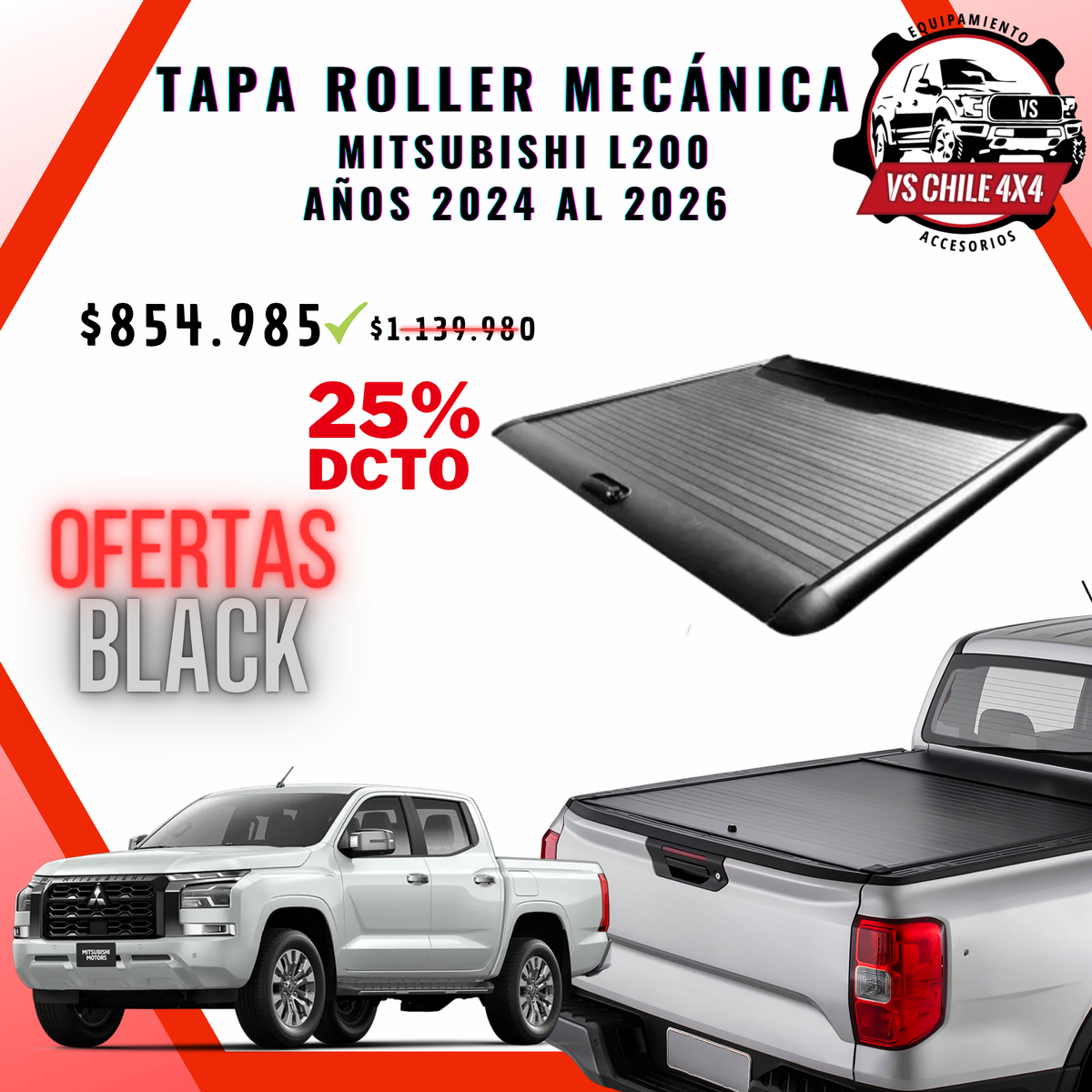Tapa Roller Mecánica Mitsubishi L-200 2024 - 2026