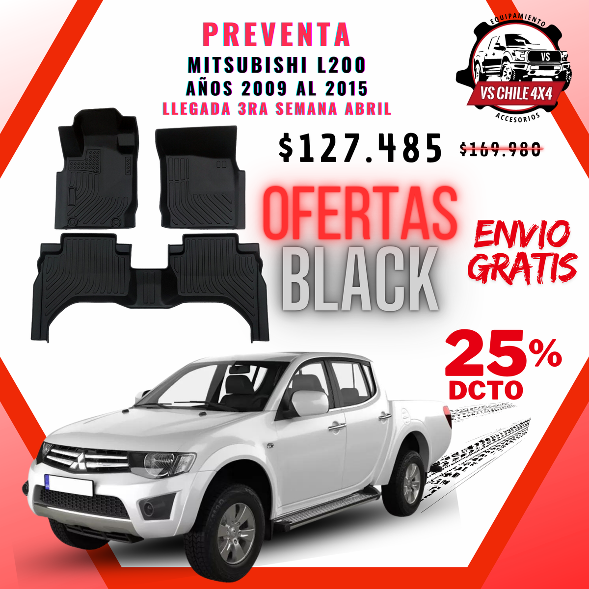 (PREVENTA) Pisos Calce Perfecto Mitsubishi L200 años 2010 al 2015