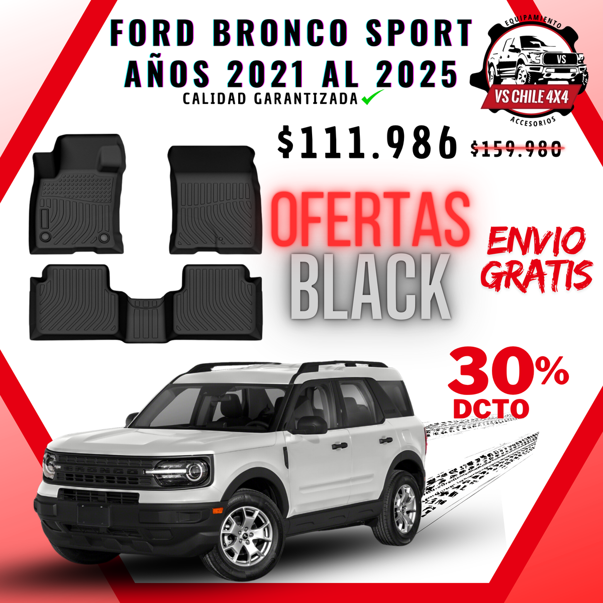 Pisos Calce Perfecto Ford Bronco Sport años 2021 al 2025