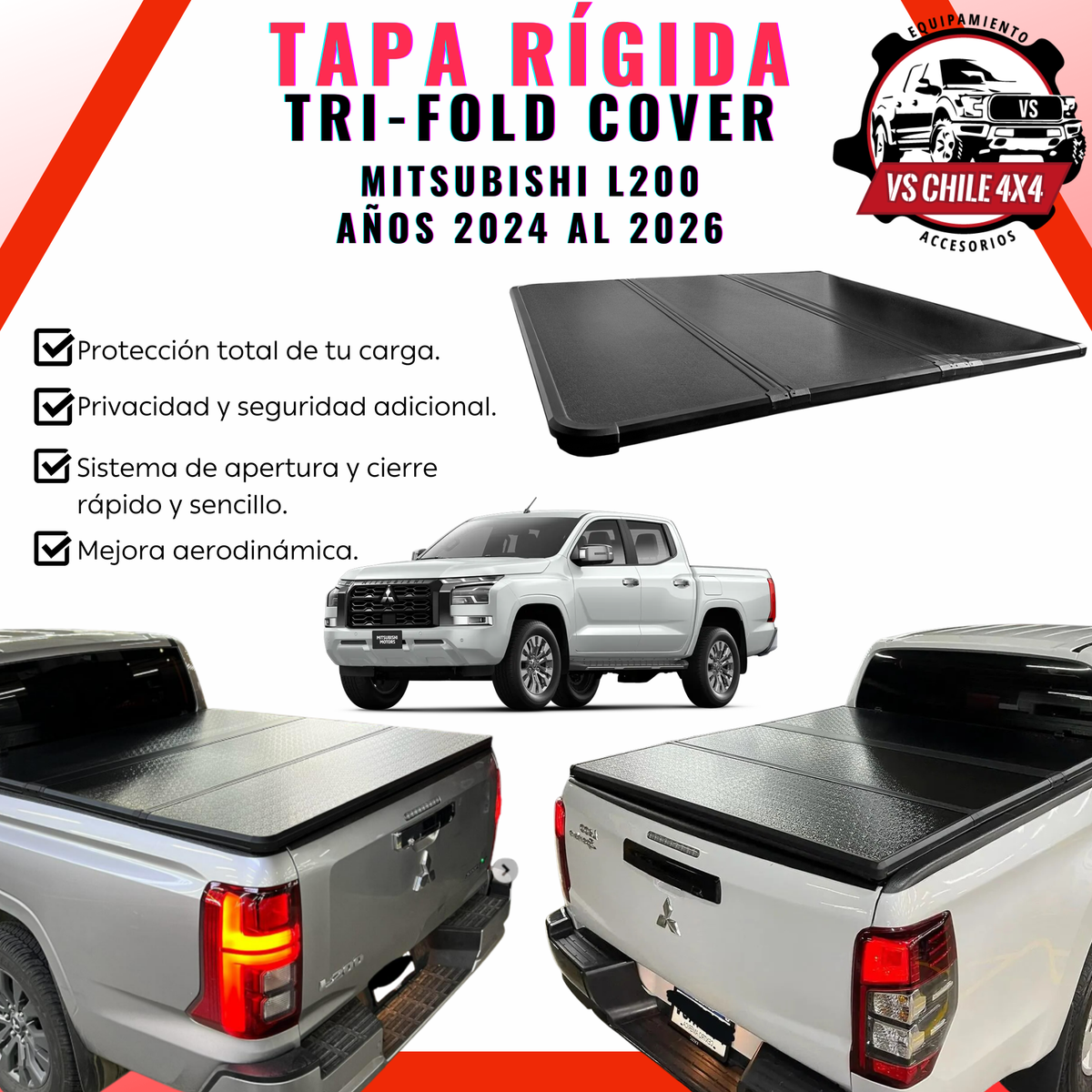 Tapa Plegable Rígida Mitsubishi L200 2024 al 2026