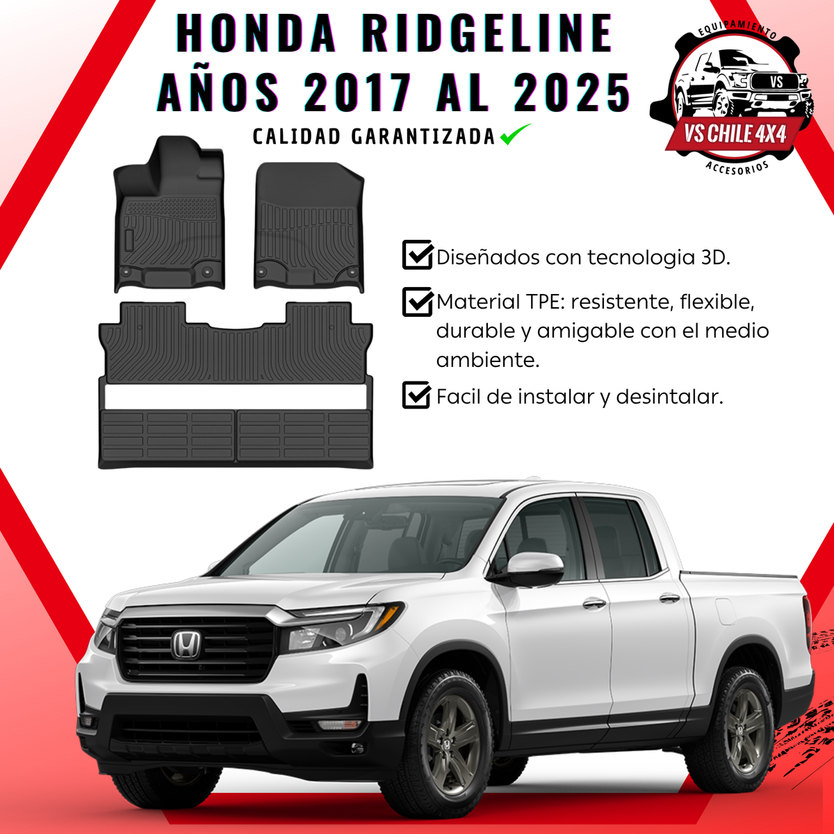 Pisos Calce Perfecto Honda Ridgeline (2017 - 2025)