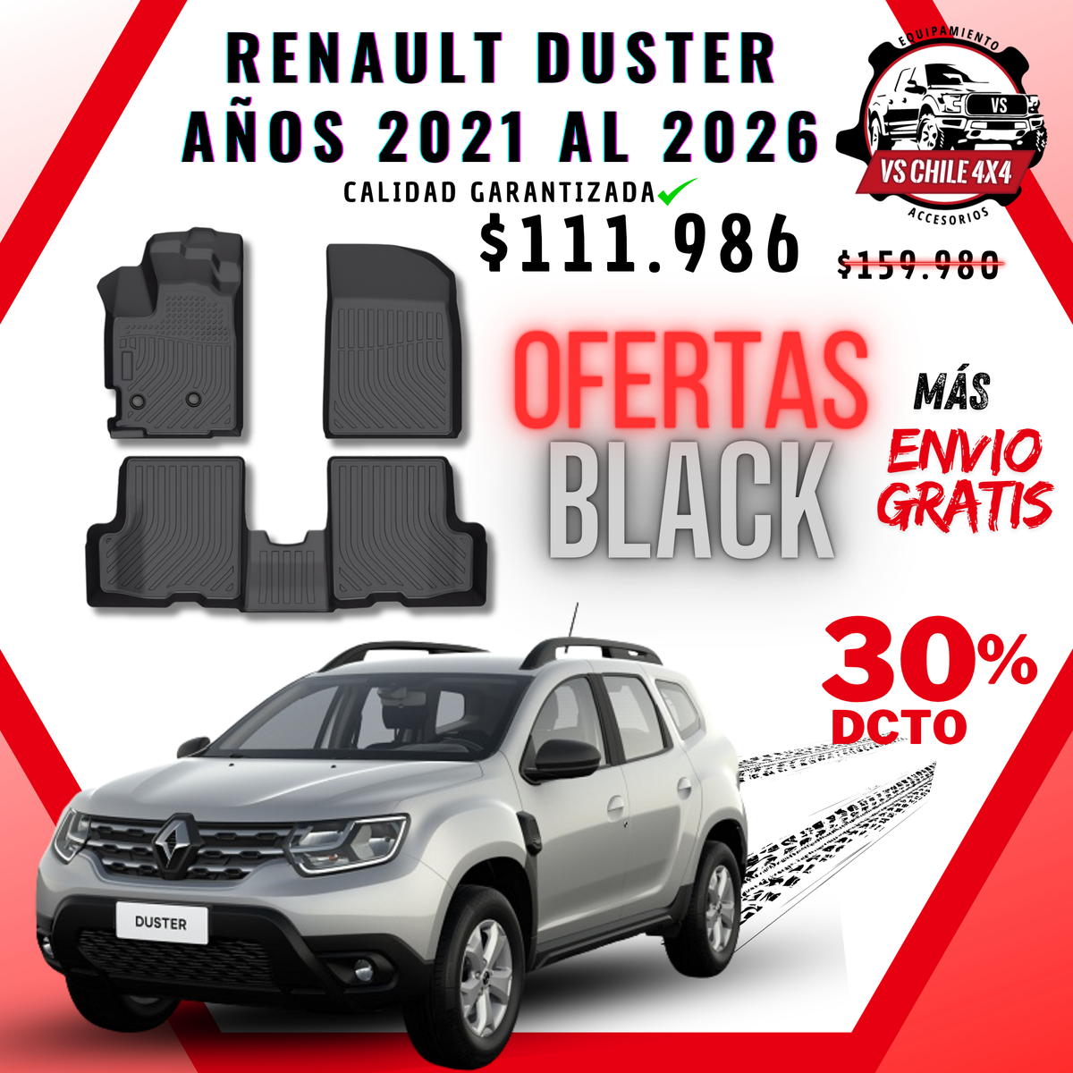 Pisos de Calce Perfecto Renault Duster (2021–2026) — TPE Premium 3D