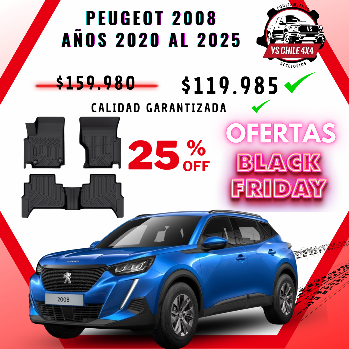 Pisos Calce Perfecto PEUGEOT 2008 años 2020 al 2025