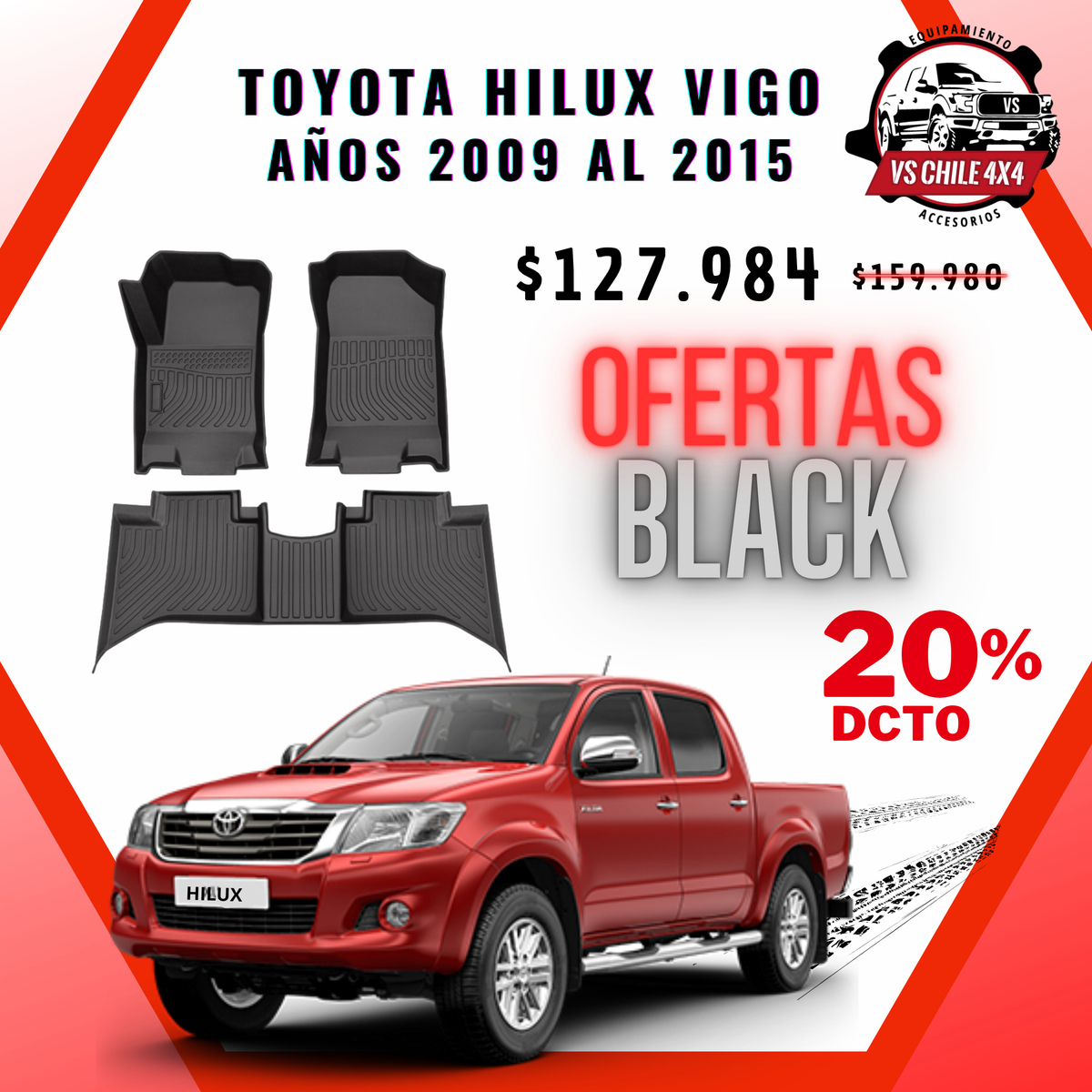 PISOS CALCE PERFECTO TOYOTA HILUX VIGO 2009 AL 2015