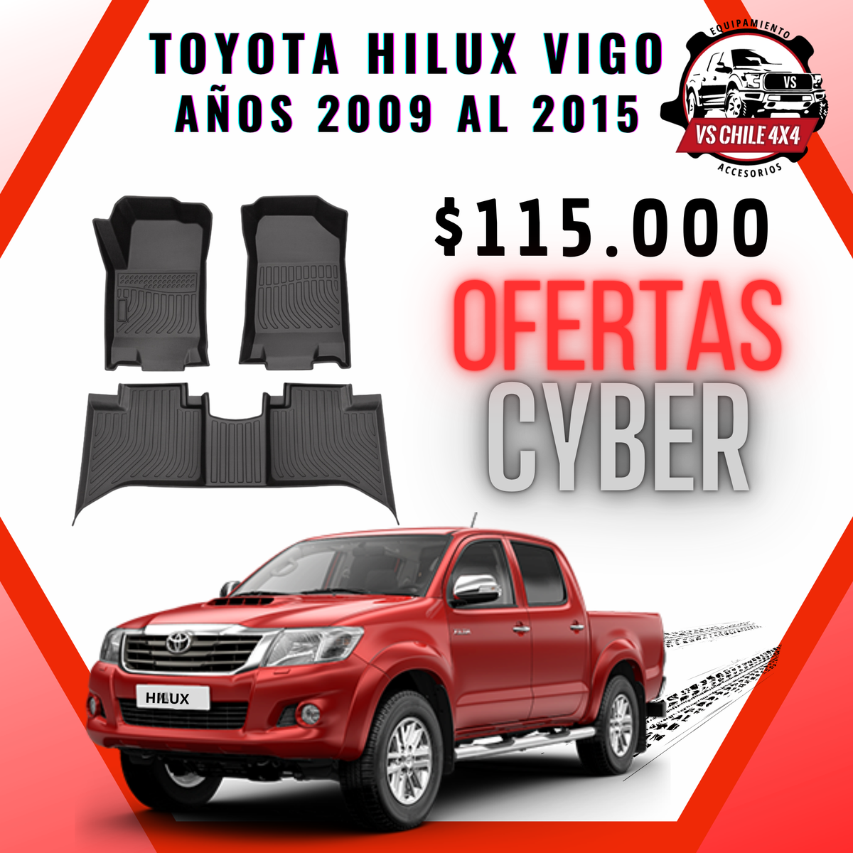 PISOS CALCE PERFECTO TOYOTA HILUX VIGO 2009 AL 2015
