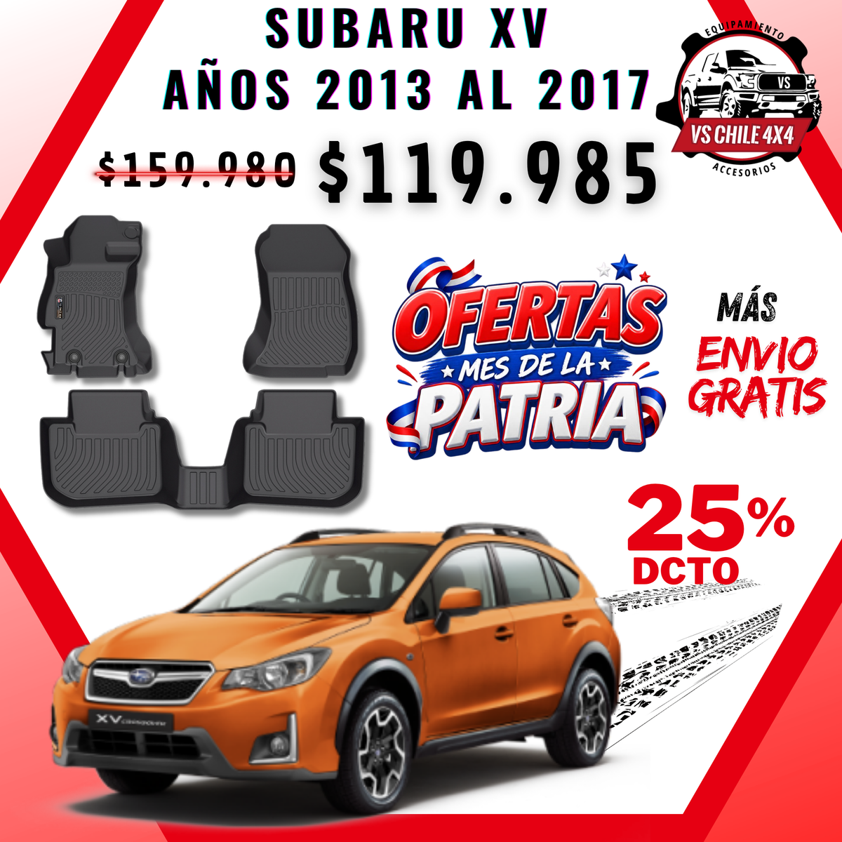 Pisos Calce Perfecto Subaru XV 2013 al 2017
