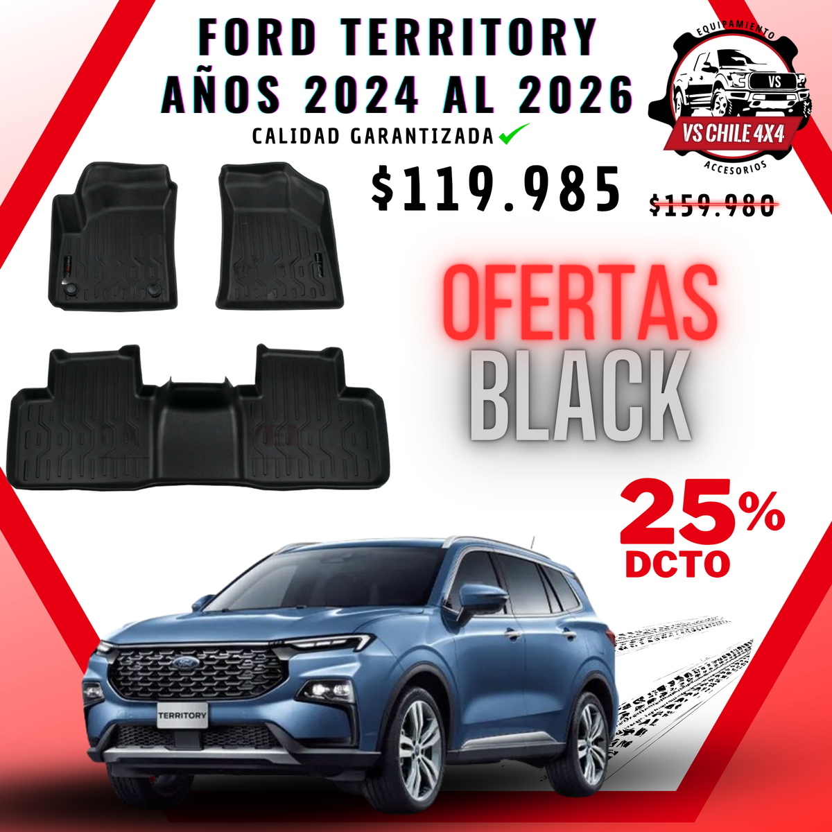 Pisos Calce Perfecto Ford Territory AÑOS 2024 AL 2026