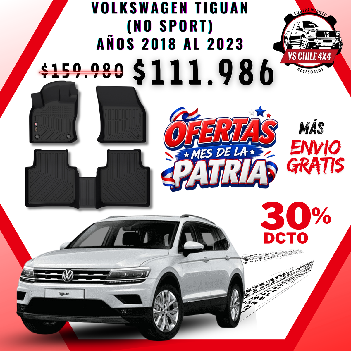 Pisos Calce Perfecto VOLKSWAGEN TIGUAN años 2018 al 2023 (No Sport)