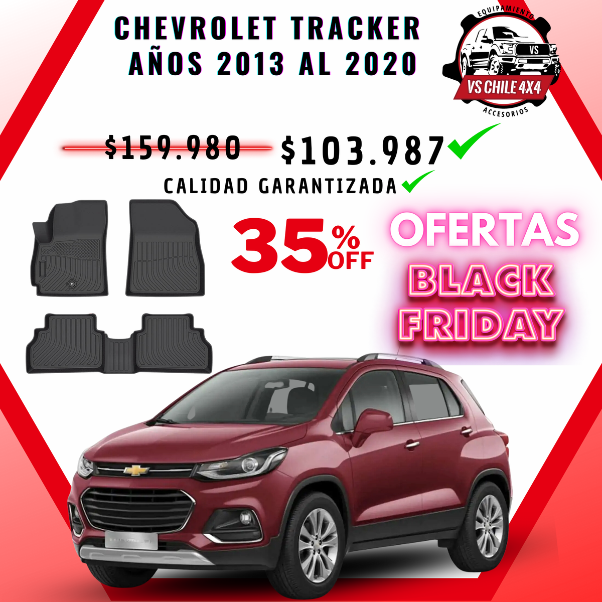 Pisos Calce Perfecto Chevrolet Tracker años 2013 al 2020