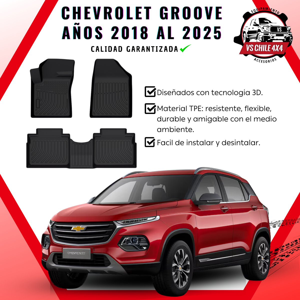 Pisos Calce Perfecto Chevrolet Groove años 2017 al 2025
