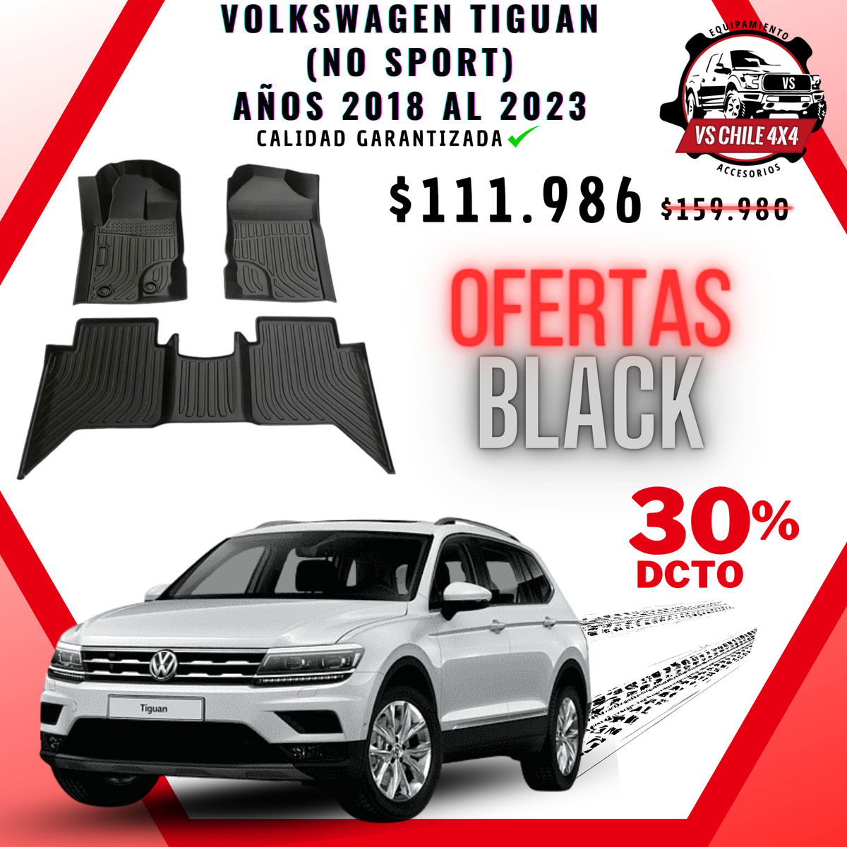 Pisos Calce Perfecto VOLKSWAGEN TIGUAN años 2018 al 2023 (No Sport)