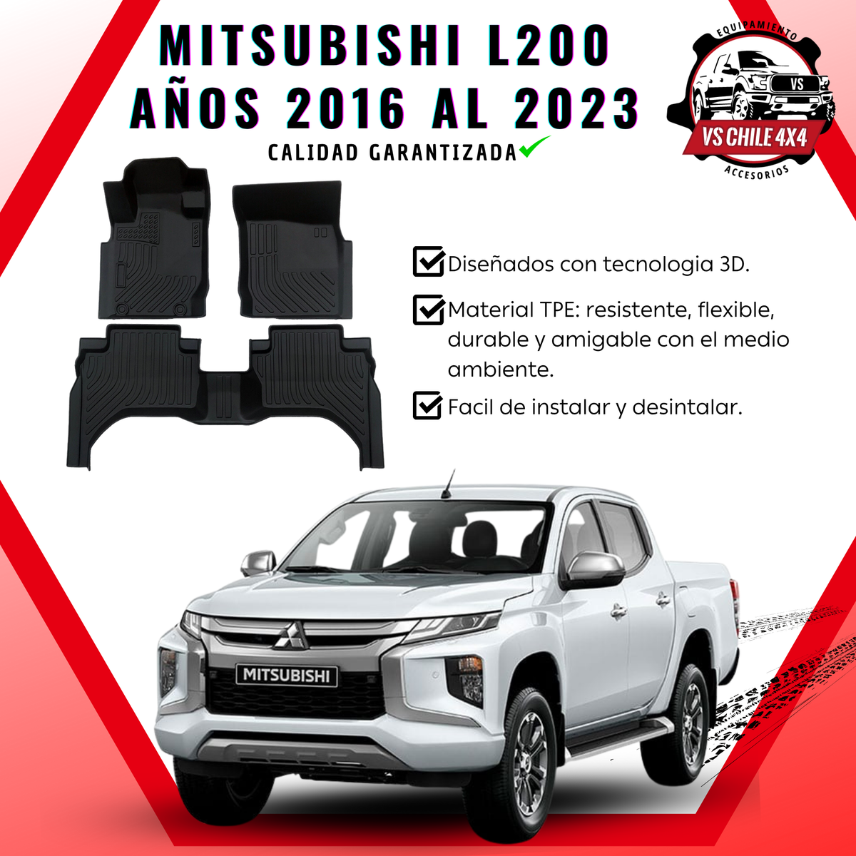 Pisos Calce Perfecto L200 WORK/TRITON / DAKAR años 2016 al 2023