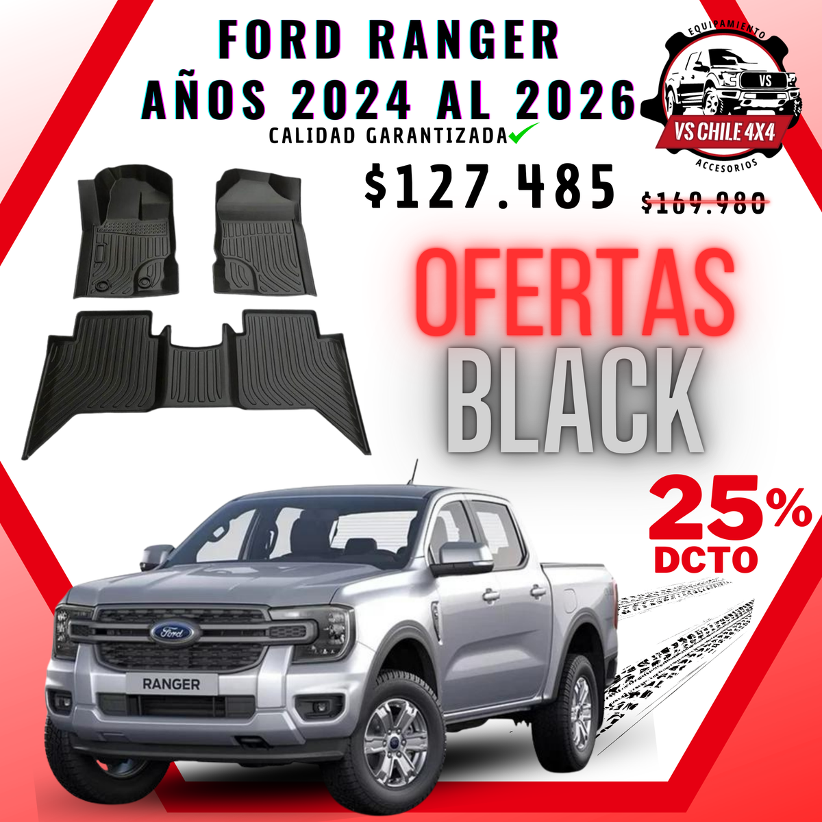 Pisos Calce Perfecto Ford Ranger T9 (2024 - 2026)