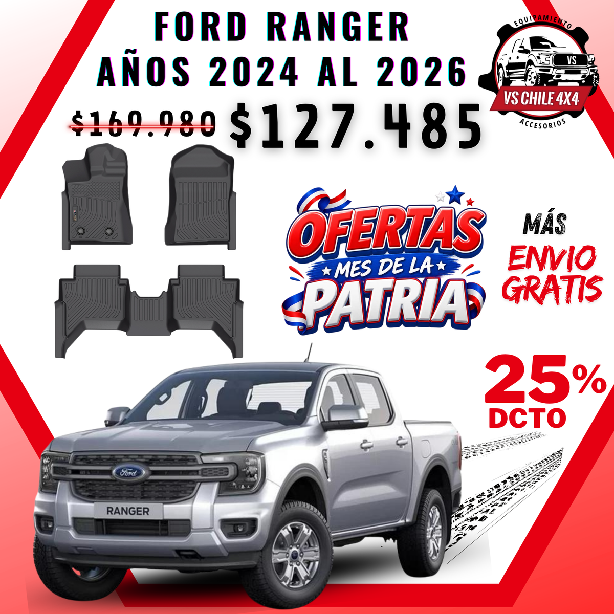 Pisos Calce Perfecto Ford Ranger T9 (2024 - 2026)
