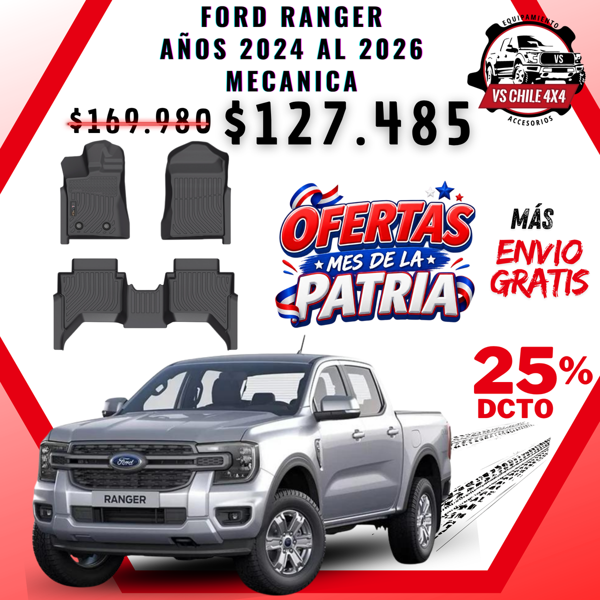 Pisos Calce Perfecto Ford Ranger T9 (2024 - 2026) Mecanica