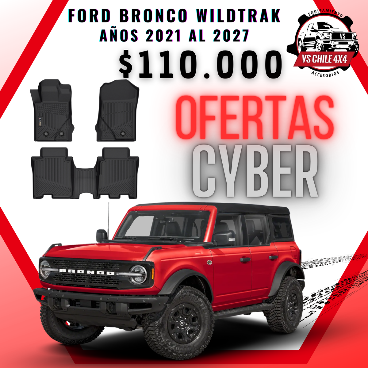 Pisos Calce Perfecto Ford Bronco Wildtrak años 2021 al 2027