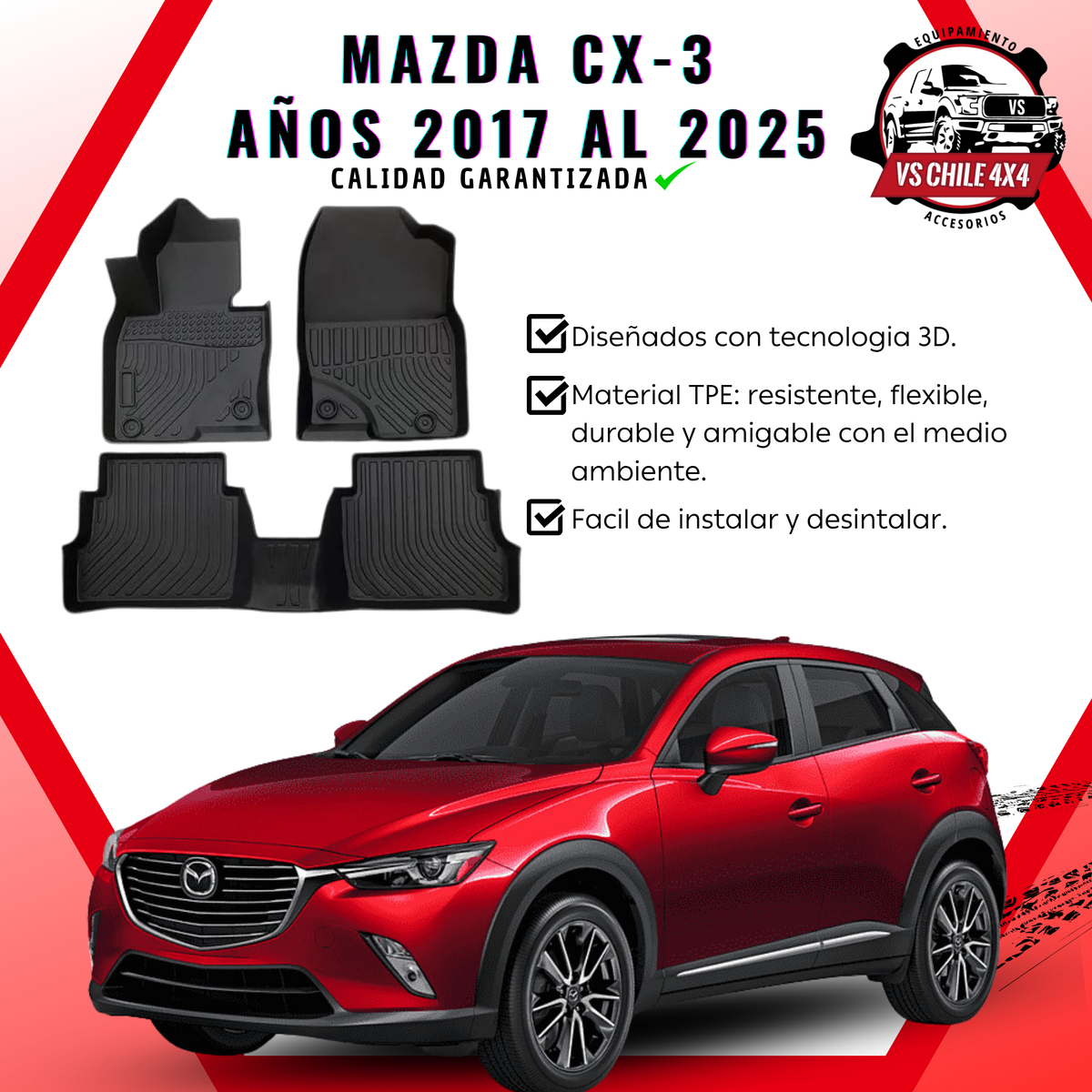 Pisos Calce Perfecto MAZDA CX-3 años 2017 al 2025