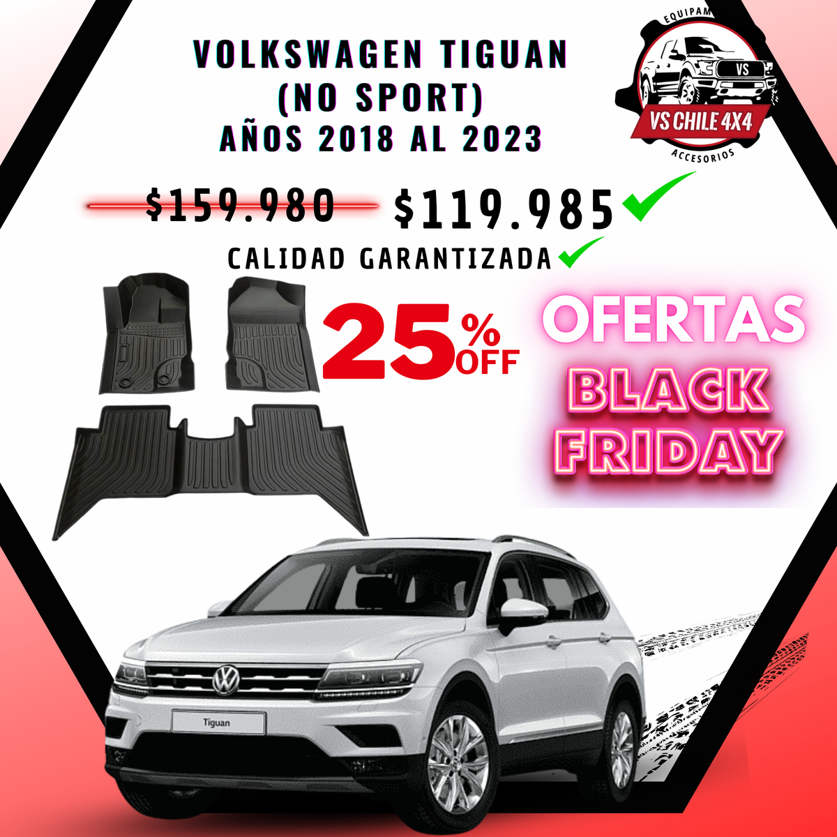 Pisos Calce Perfecto VOLKSWAGEN TIGUAN años 2018 al 2023 (No Sport)