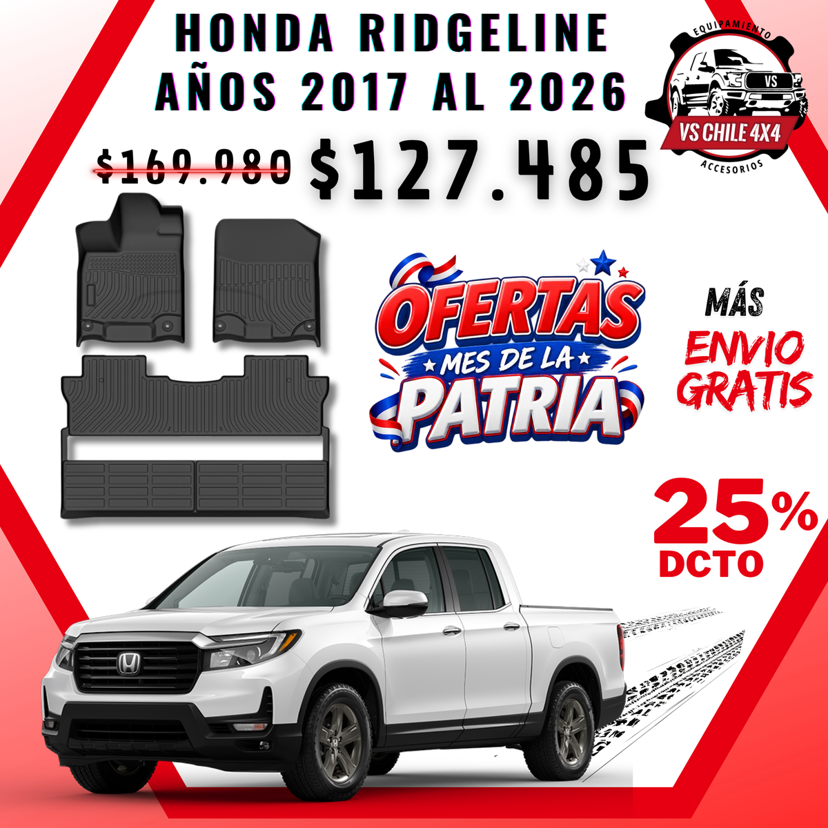 Pisos Calce Perfecto Honda Ridgeline (2017 - 2026)