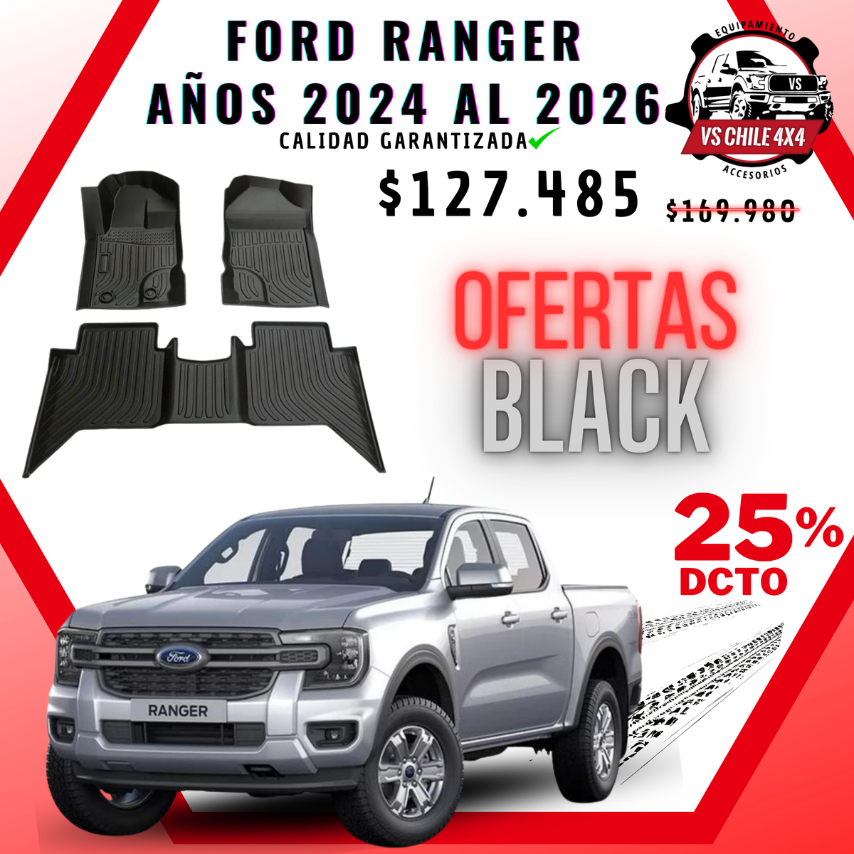 Pisos Calce Perfecto Ford Ranger T9 (2024 - 2026)